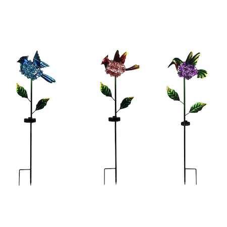 Assorted Metal 33.27 In. H Bird Solar Garden Stake